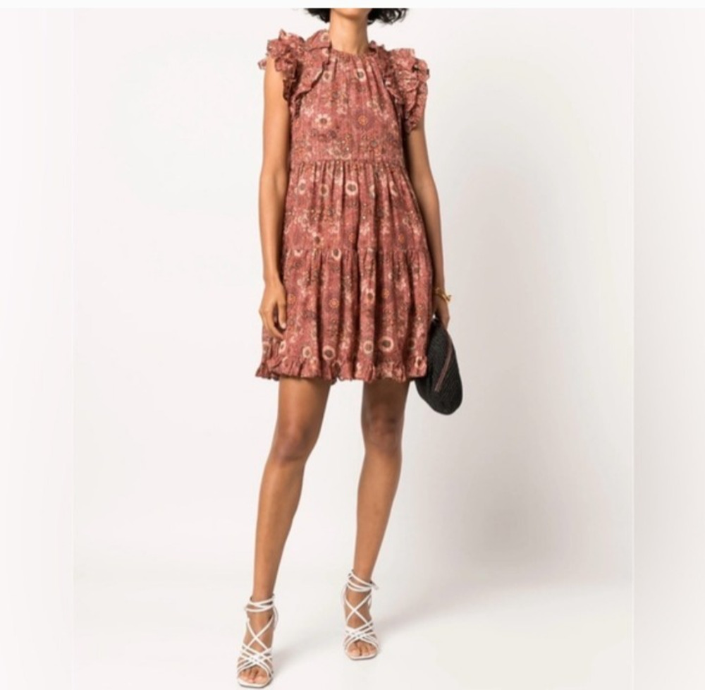 Ulla Johnson Womens Adele Flutter Sleeve Mini Dress in Rosebud Flutter Size 8